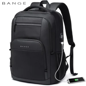 BANGE Travel Waterproof Backpack with USB Charging Port Fit 15.6 Inch Laptop Backpacks for Men and Women, Teenager
