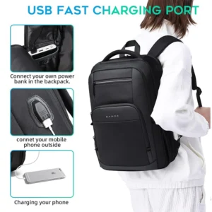 BANGE Travel Waterproof Backpack with USB Charging Port Fit 15.6 Inch Laptop Backpacks for Men and Women, Teenager