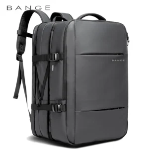 BANGE Aesthetic Men Business School Expandable USB Bag, Large Capacity 17.3 Laptop Waterproof Fashion Travel Backpack