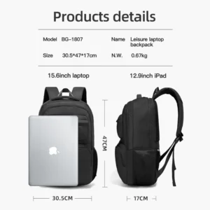 BANGE Large Capacity Men Backpacks for 15.6 Laptop Business Travel Women Backpack Waterproof School Bags with Mesh Side