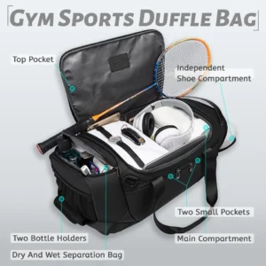 BANGE Sports Waterproof Duffel Shoe 21 Inch Bag For Men With Wet and Dry Compartment Travel Bags Gym